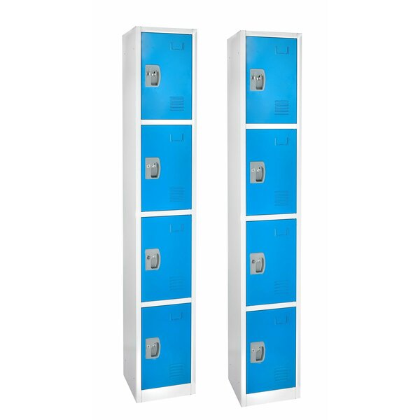 Adiroffice 72in x 12in x 12in 4-Compartment Steel Tier Key Lock Storage Locker in Blue, 2PK ADI629-204-BLU-2PK